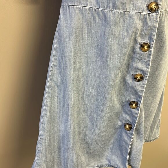 Blue Pair by Francesca’s Lyocell Short Sleeve Button Down Mini Dress- Medium - Picture 8 of 16